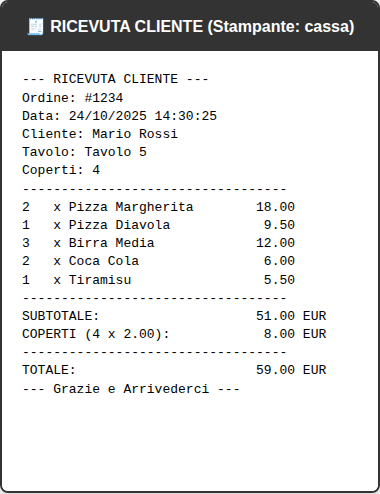 Ricevuta Cliente
